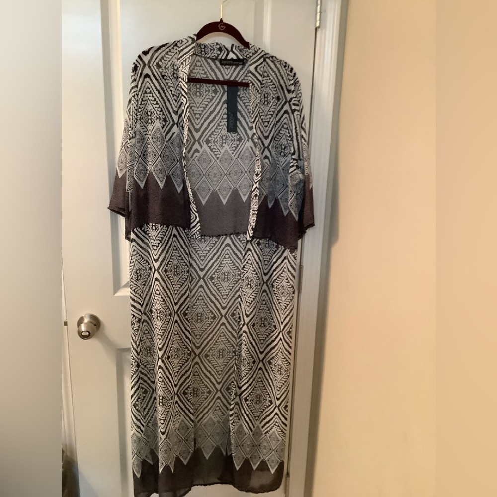Zanzea collection long kimono or topper, beautiful pattern with 3/4 sleeve 3X